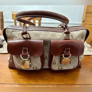 DOONEY & BOURKE Double Lock Handbag Purse Leather Canvas Bag